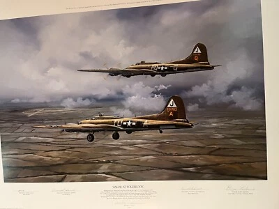 David P. Poole "Valor at Polebrook" Print Signed By Crew , Pilot and Artist
