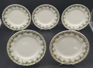 5 ASSIETTES PLATES FAIENCE NORD MOULIN DES LOUPS HAMAGE VIOLETTA VERT D22,5 XXe - Foto 1 di 10