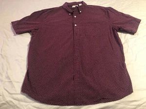 Haggar fitted button up marron white polka dotted dress shirt sz xl. Washed - Picture 1 of 3