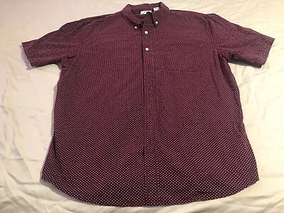 Haggar fitted button up marron white polka dotted dress shirt sz xl. Washed - Image 1 of 3