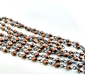 (3 ft.) Crystal Linked ROSARY Style Chain "BRONZE" Faceted for Jewelry Making - Picture 1 of 3