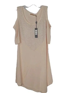 Belldini Mini Dress Cold Shoulder Asymmetrical Hem Color Blush Medium Nwt - Picture 1 of 13