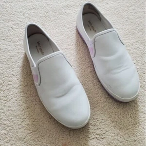 Kate Spade White/Lilac Purple Slip-on Leather Sandy Sneakers sz8 - Picture 1 of 13
