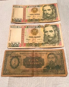 2-Banco Central de Reserva Del Peru - 1000 & 1 Banco Central Del Paraguay 100 - Picture 1 of 4