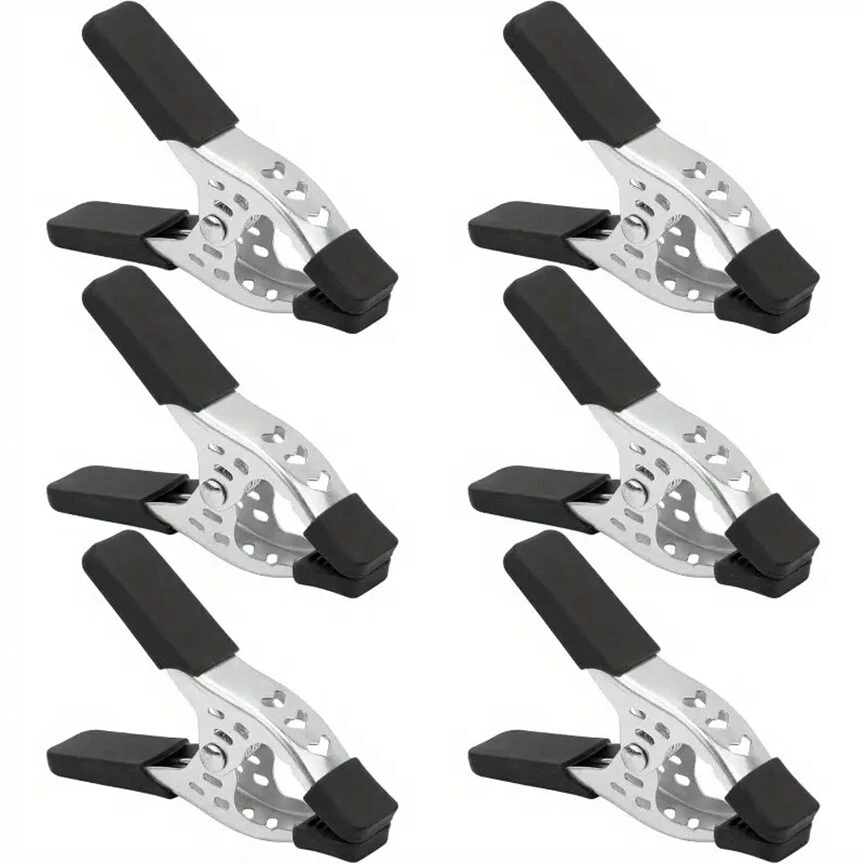 6" Black Heavy Duty Metal Spring Clamp, w/ PVC Tips & Handles by ContractorsX - Image 1 of 1