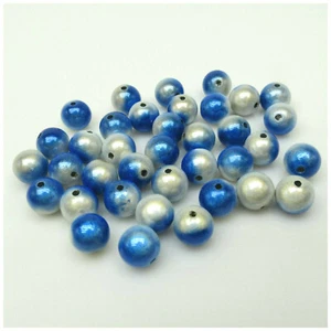 NEW IN 6MM 8MM 10MM WHITE/ROYAL BLUE TWO TONE 3D ILLUSION MIRACLE ACRYLIC BEADS - Picture 1 of 2