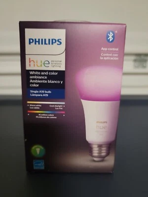 NewPhilips acre Hue A19 E26 BluetoothSmart WiFi LED Bulb Color Changing 60 Watt  - Image 1 of 3