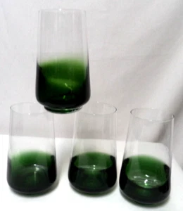 Pier 1 Green Elemental Tumbler Glass Set 4 Retired Green Mouth Blown 6" tall - Picture 1 of 18
