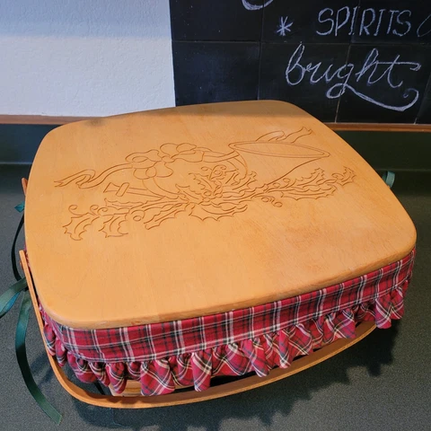 1993 Longaberger Picnic Pie Basket Lid Protector Cloth Insert Plaid Christmas Cover