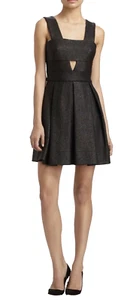 Robert Rodriguez Womens Raffia Box Pleat Cut Out Black Dress Small - Picture 1 of 11
