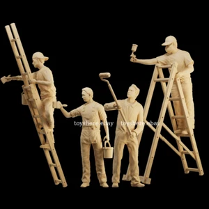 1/64 1/43 1/35 unpaint 3D figures whitewasher worker ladder fit mini diorama - Picture 1 of 5
