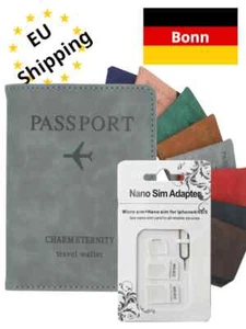 Leder Reisebrieftasche Hülle Reisepass Impfpass Kreditkarten RFID/NFC + Adapter - Bild 1 von 42