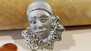 Beautiful decorative Harlequin Brooch Hat Pin Circus clown face Silvertone #2 - Picture 1 of 5