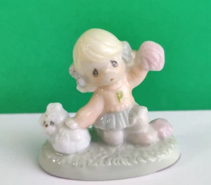 Miniature Precious Moments CHEERLEADER Girl with her Dog Figurine - Picture 1 of 4