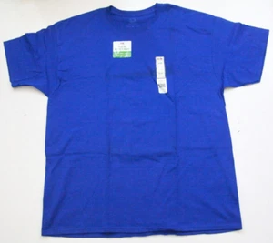 New XL Fruit Of The Loom Blue Mans Short Sleeve Solid Cotton Tee T-Shirt Top F30 - Picture 1 of 6
