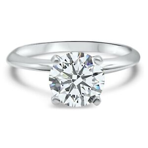 CZ Cubic Zirconia solitaire engagement ring 14K White Gold 4 Prong