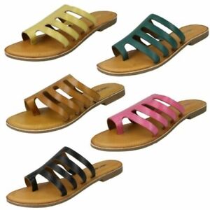 Ladies Leather Collection Flat Strappy Sandals
