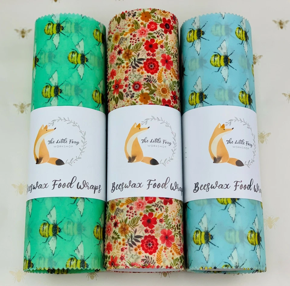 THE LITTLE FOXY WORKSHOP 🦊 Natural Beeswax Food Wrap - 0.90 x 0.30 metre rolls - NO MORE CLING FILM