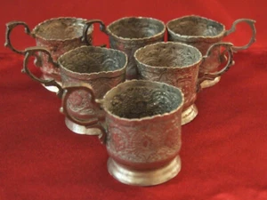 Vintage Russian Tea Coasters - Tea Glass Holder - Podstakannik - Set of 6 - Picture 1 of 9