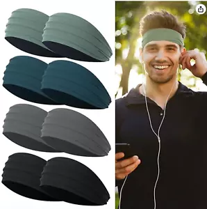 Non-Slip Wide Headbands for Men, Sweat Absorbent Running Hair Bands, Athletic Wo - Picture 1 of 7