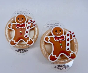 2 BATH & BODY WORKS GINGERBREAD MAN HOLDING SPARKLING CANDY CANE VISOR CLIP NEW! - Picture 1 of 12