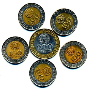Schicke Portugal BI-Metall Münzen 100er/200er ESCUDOS als Konvolut - Bild 1 von 1