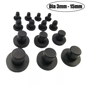 Black silicone rubber stopper hole caps cover plug blind plugs A=3mm - 15mm - Picture 1 of 7
