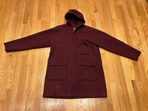 Abrigo Woodsmans de Lana Gruesa Woolrich De Colección Granate Para Hombre M Con Capucha Cremallera Completa - Imagen 1 de 12