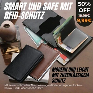 Portmonnaie Slim Wallet Kreditkartenetui mit RFID Schutz, Kartenhalter Geldbörse - Bild 1 von 16