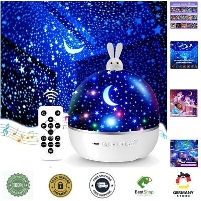 Nachtlicht Kinder Sternenhimmel Projektor mit 15 Filmen Bluetooth LED Deko Baby - Bild 1 von 4