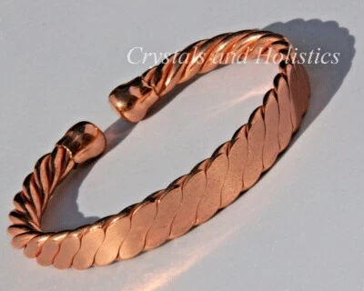 CLASSIC COPPER BRACELETS MAGNETIC Solid Copper Mans FLATTENED ROPE Bracelet Arthritis M23 + Gift Options