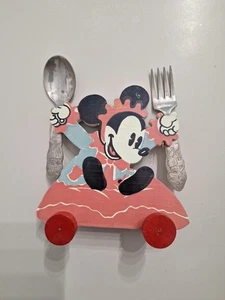 1930s Walt Disney Enterprise Baby Spoon & Fork Holder IS200 Wm Rogers RARE - Picture 1 of 24