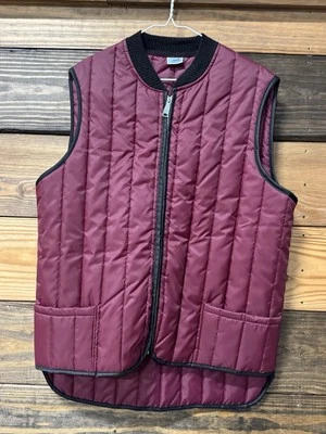 Vintage Sears Work Leisure Quilted Puffer Vest Full Zip Maroon Red Sz L - Image 1 of 4