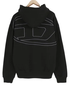 DIESEL S-Macs-Hood-Megoval Men Hoodie L Black Pullover Hooded Kangaroo RRP€250 - Picture 1 of 10