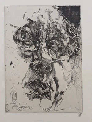 Horst Janssen / Selbstbildnis barock / 1982 / Radierung / signiert - Bild 1 von 2