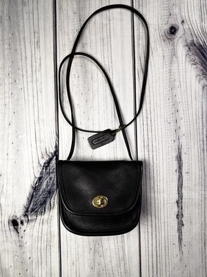Vtg 1994 Coach Mini Black Everett 9934 Crossbody Genuine Leather Bag USA EUC - Image 1 of 4