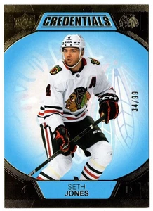 2022-23 Upper Deck Credentials Blue SETH JONES #19 #34/99 Chicago Blackhawks UD - Picture 1 of 1