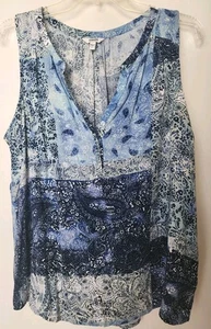 Sonoma Goods for Life women's Blue floral sleeveless flowy blouse Size Large  - Picture 1 of 2