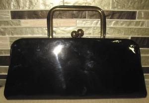 VTG 1950's Black Patent DOVER Clutch or Handbag Purse in One Snap Top - Picture 1 of 8