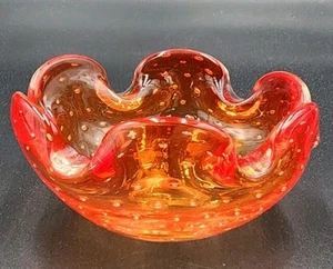 Vintage Orange/Red Bowl with Controlled Bubbles Lefton - Picture 1 of 5