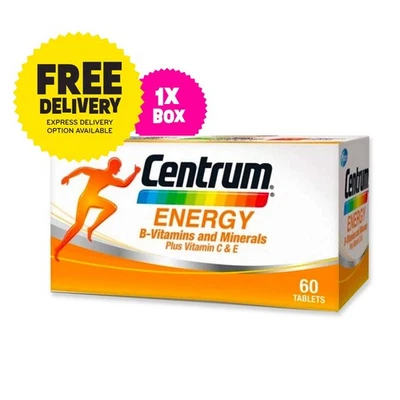 1 X 60's New Centrum Energy B-Vitamins and Minerals + Vitamin C & E Free Ship - Image 1 of 4