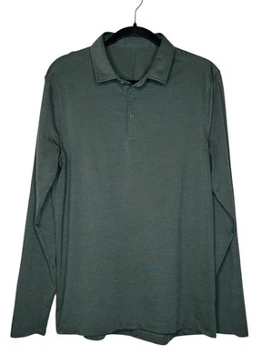 Мужская рубашка-поло с длинным рукавом Lululemon зеленая средний размер M легкий топ для гольфа - Изображение 1 из 2