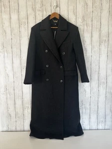 Karen Millen Wollmantel lang zweireihig UK 12 anthrazit grau Knopfleiste gefüttert - Bild 1 von 16