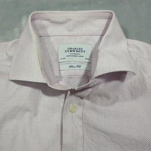 Charles Tyrwhitt Oberhemd Herren 16,5 34/35 Rosa Blau Slim Fit Microdot Jermyn - Bild 1 von 7