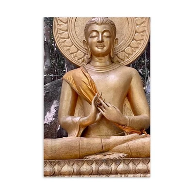 Foto postal de Buda Dorado Sereno 4x6" - Arte Original Templo de la Cueva del Tigre, Krabi Foto 1 de 4