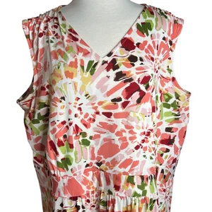 Maxi abito floreale senza maniche 2XL/3XL scollo a V design multicolore abbigliamento casual boho - Foto 1 di 14