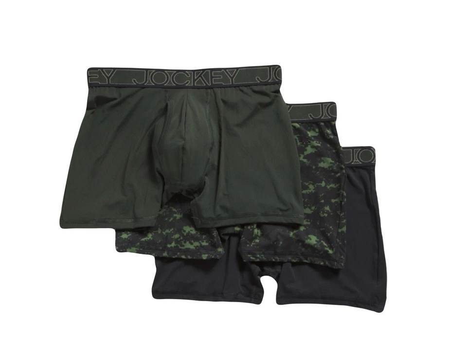 Nuevo con etiquetas. Jockey.  Pack de 3.  Calzoncillos boxer de microfibra.  Verde. Camuflaje MRSP. $42,00 Foto 1 de 4