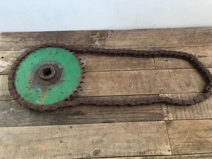 Vintage Large Roller Chain & Gear Green Color Farm Industrial Wall Art 16 lb. - Picture 1 of 12