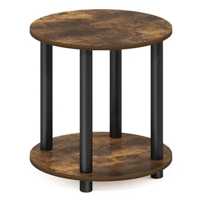 Furinno Turn-N-Tube 2-Tier Round Wooden End Table in Amber Pine - Image 1 of 4