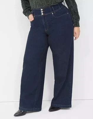 Jeans Lane Bryant tiro ultra alto pierna ancha lavado oscuro talla 18 Foto 1 de 4
